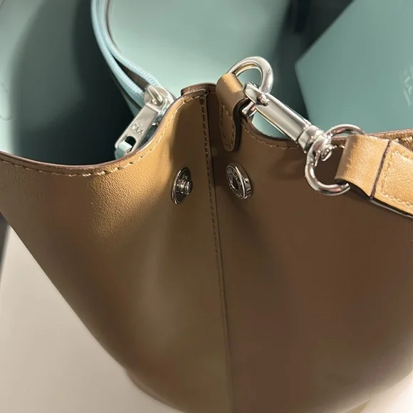 Lauren Ralph Lauren Dryden Marcy Tote Bag Colorblock Blue Tan - Picture 4 of 11